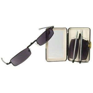 Folding Sun Reading Glasses "Pocket Eyes" with Hard Case and Mirror; +3.00